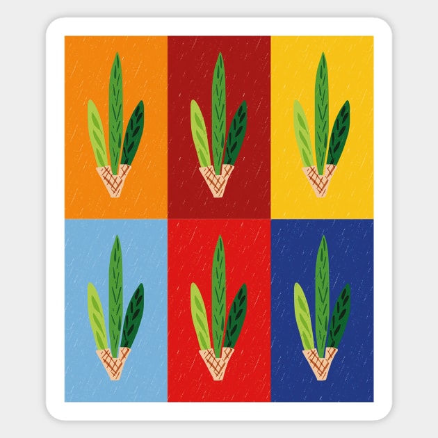 Lulav - Primary Tertiary Pop Art Grid Sticker by TillaCrowne